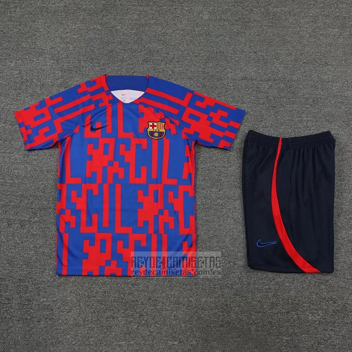 Chandal del Barcelona Manga Corta 2022-2023 Rojo y Azul - Pantalon Corto